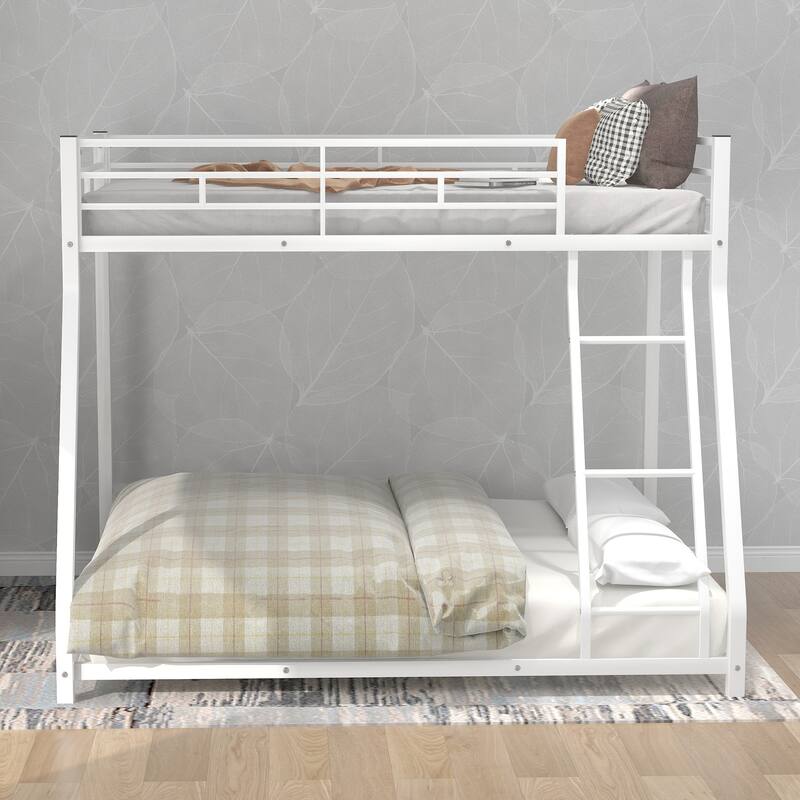 Stylish Twin Over Full Bunk Bed - Heavy Duty Metal Frame for Kids & Guests