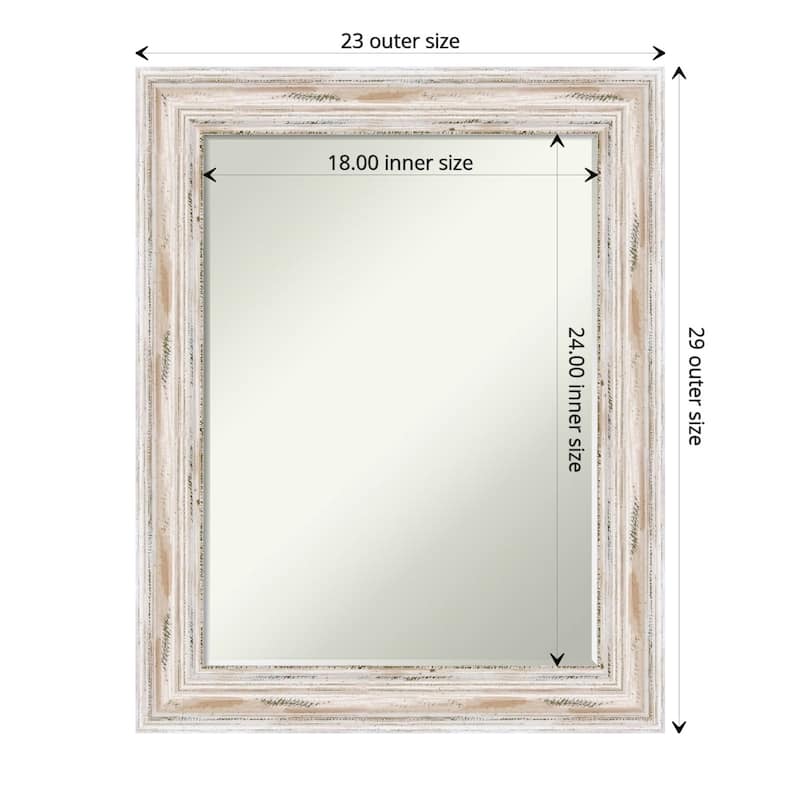 Petite Bevel Wood Bathroom Wall Mirror - Alexandria White Wash Frame - Alexandria White Wash - 23 x 29 in - 23 x 29 in - Alexandria White Wash