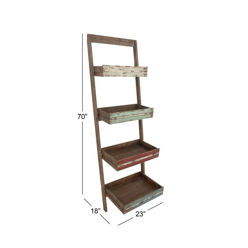 Wood 4 Shelf Shelving Unit - Brown - Roche River Decor - 18"Wx23"Lx70"H