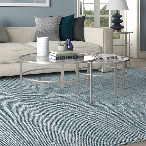 slide 2 of 13, Gaia Round Nested Coffee Table - 36" Wide Satin Nickel