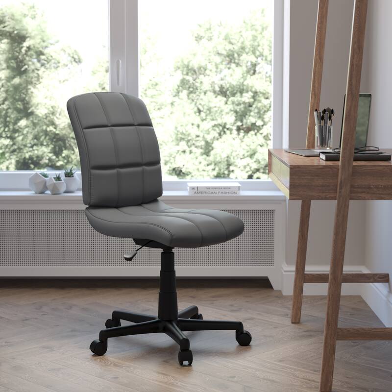 Mid-Back Quilted Vinyl Swivel Task Office Chair - Grey