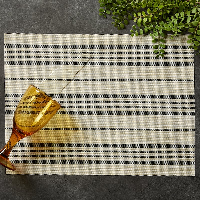 DII French Blue Farmhouse Stripe PVC Woven Placemat