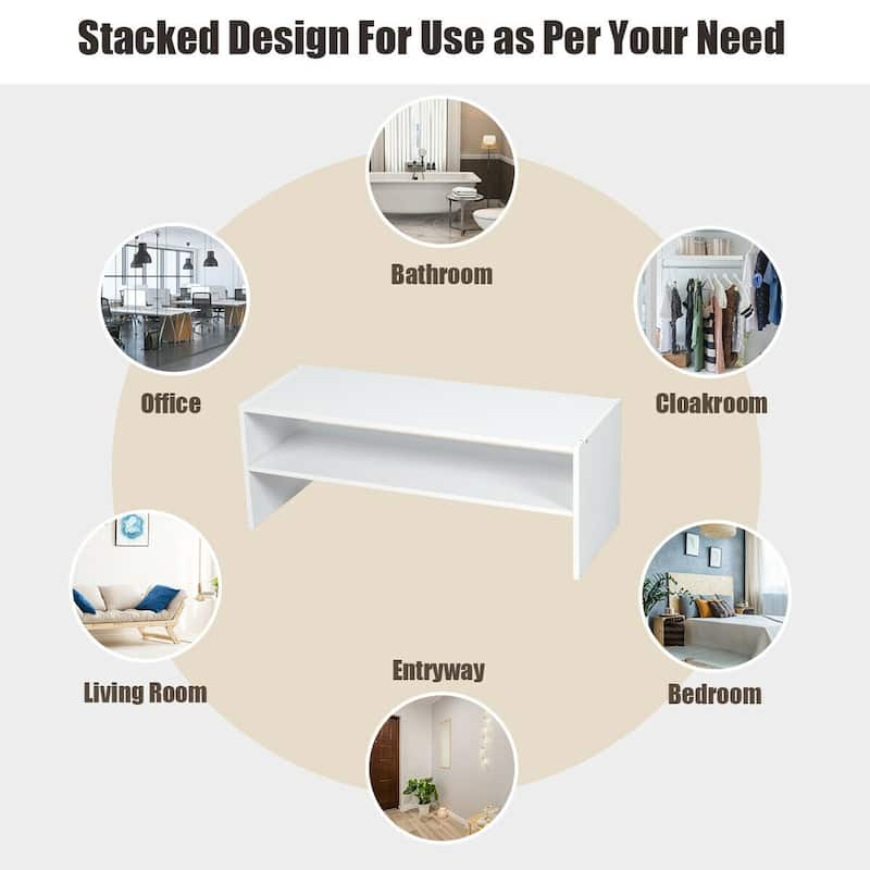 3-Piece Multipurpose MDF Stackable Storage Shoe Rack with 2-Tier Shelves for Hallway or Living Room - 31"x 12"x36" (L x W x H)