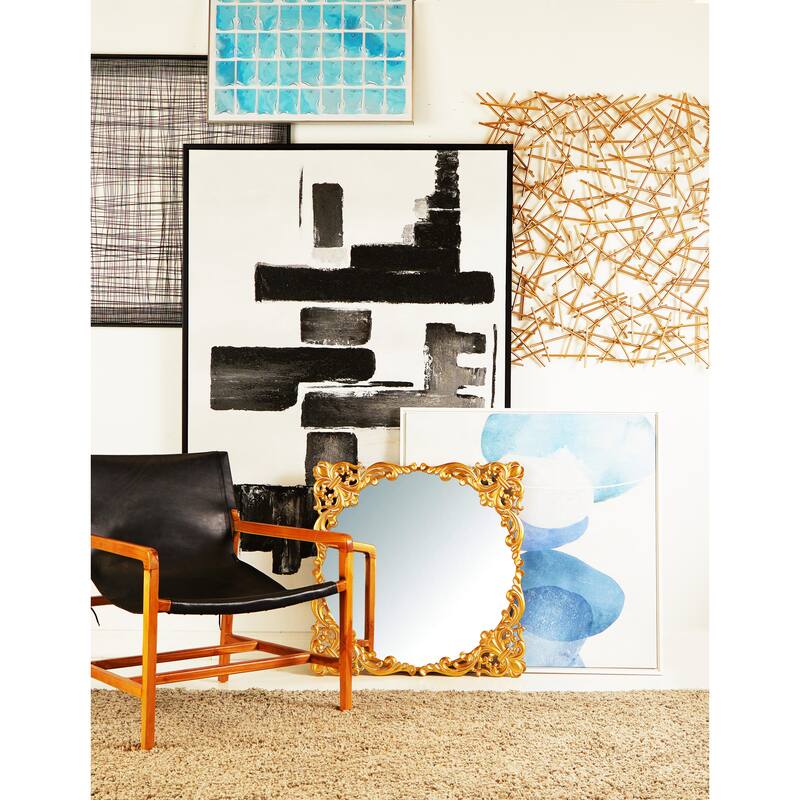 Canvas Abstract Overlapping Circle Framed Wall Art with White Frame - Blue - Roche River Decor