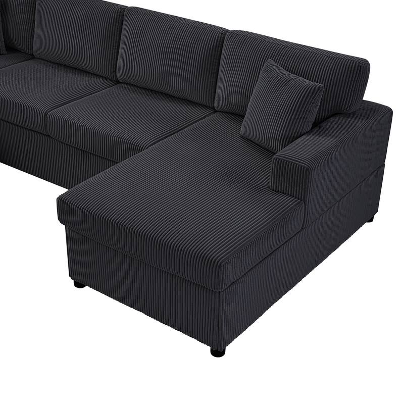 Roomfitters Oversized U-Shaped Sectional Sofa with Chaise Lounge and 3 Throw Pillows for Living Room