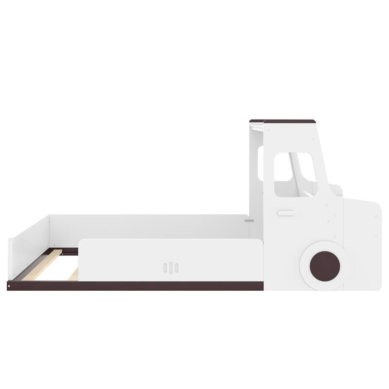 Twin Size Floor Bed with Interesting Car-shape Design, Kids Car Floor Bed with Storage Drawers, Window