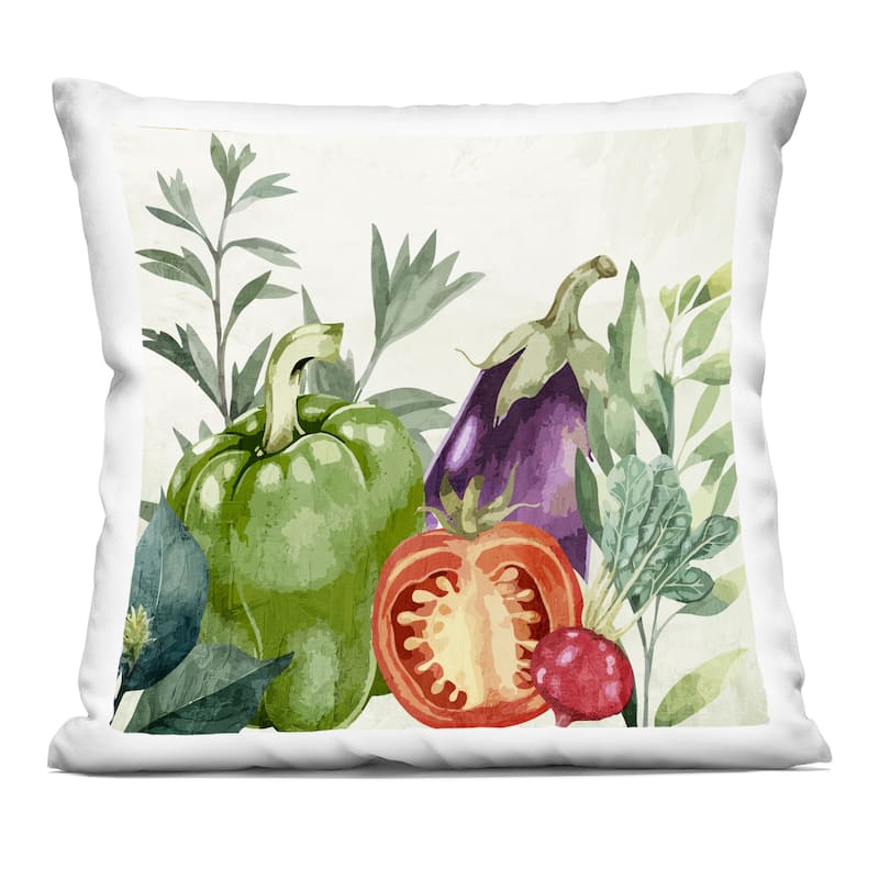 Stupell Organic Garden Vegetables Decorative Printed Throw Pillow Design by Kim Allen - Accent - Polyester - Green - Single