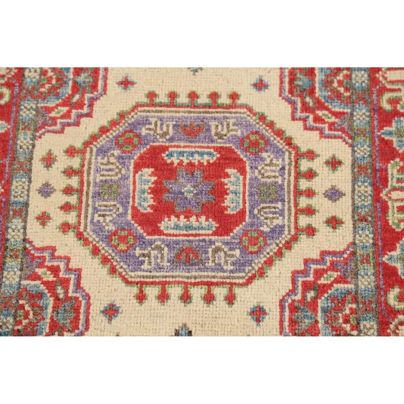 Geometric Kazak Accent Rug Handmade Oriental Wool Carpet - 2'1"x 2'10"