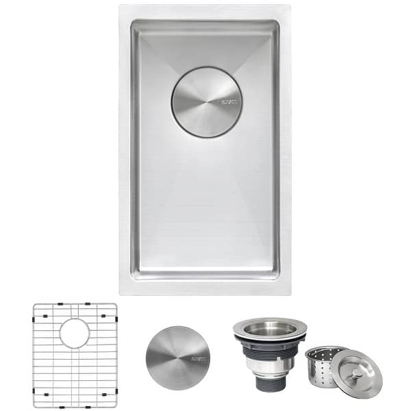 slide 2 of 12, Ruvati 10 inch Undermount Bar Prep Tight Raduis 16 Gauge Kitchen Sink Stainless Steel Single Bowl - RVH7010