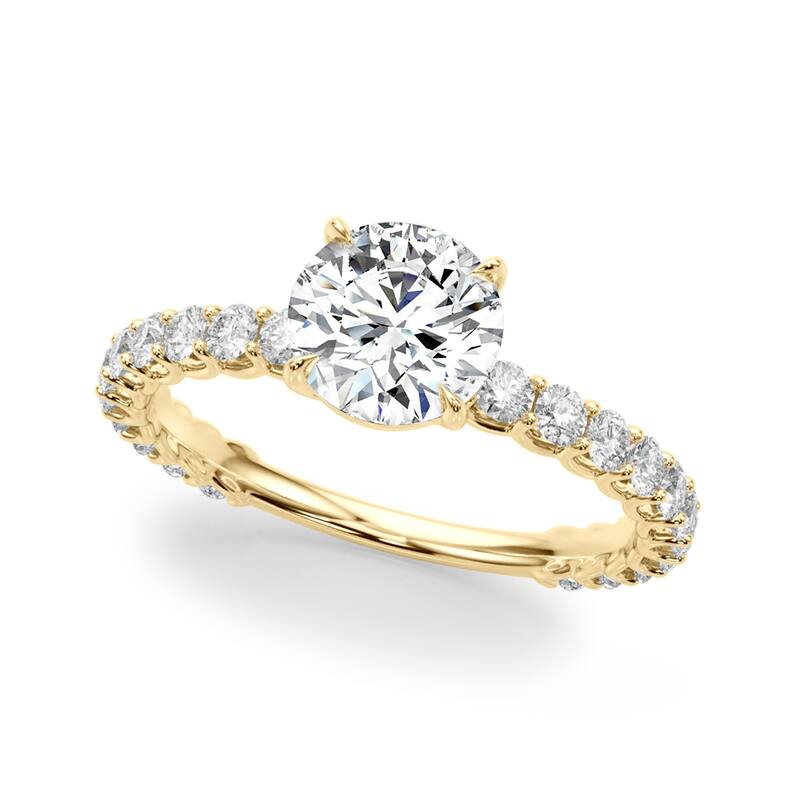Auriya 14k Yellow Gold Lab Grown Round Diamond Engagement Ring 0.50 to 5.00 ct. tw. (F-G VS) - 5.00 ct. center - 8.5