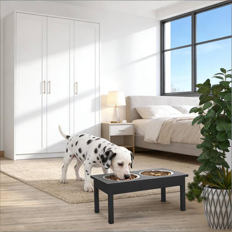 Black Pet Feeder Stand