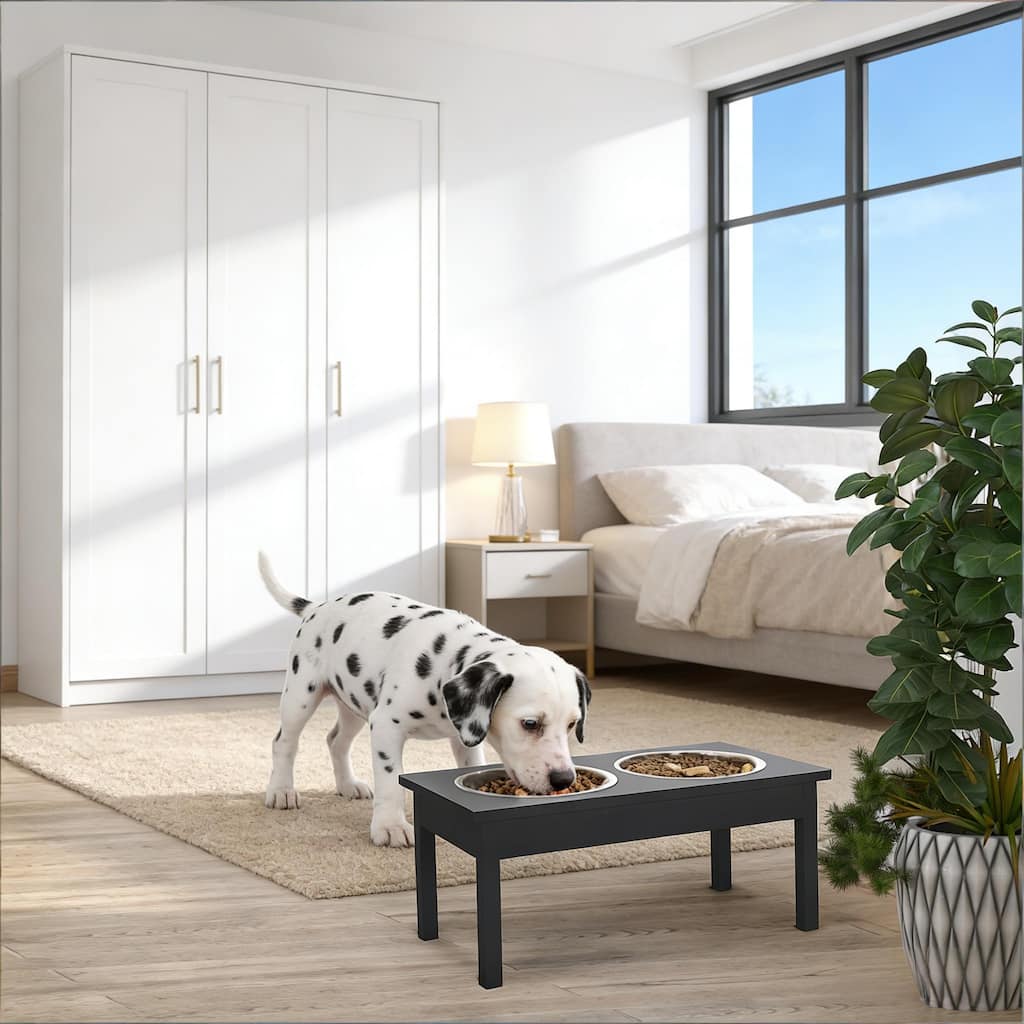 Black Pet Feeder Stand