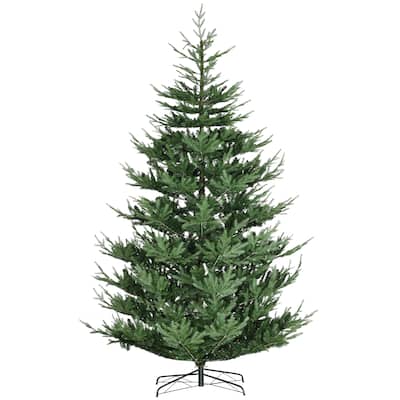 9ft Pine Hinged Artificial Christmas Tree, Unlit with 1939 Realistic Branch Tips & Auto Open Design