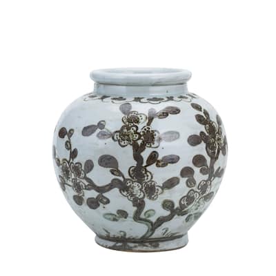 Rusty Brown Small Jar Plum Blossom