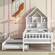 preview thumbnail 11 of 16, Pine Wood Twin Size House-Shaped Bed - Trundle and Storage Headboard