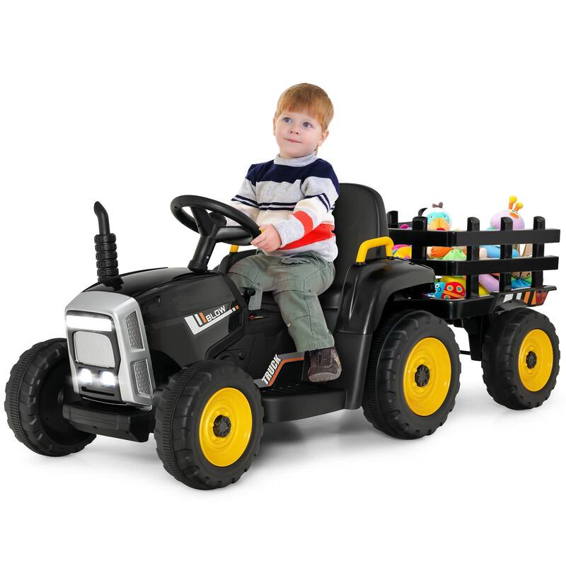 12V Rechargeable Battery Kids Ride-On Tractor with Trailer and Parental Remote Safety Belt - 53" x 20" x 20.5"