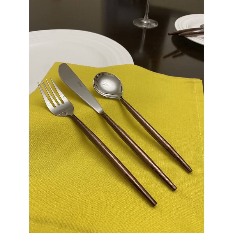 Hammered Stainless Steel Flatware 18-Piece Set (Dinner knives, Dinner Forks, Soup Spoons)