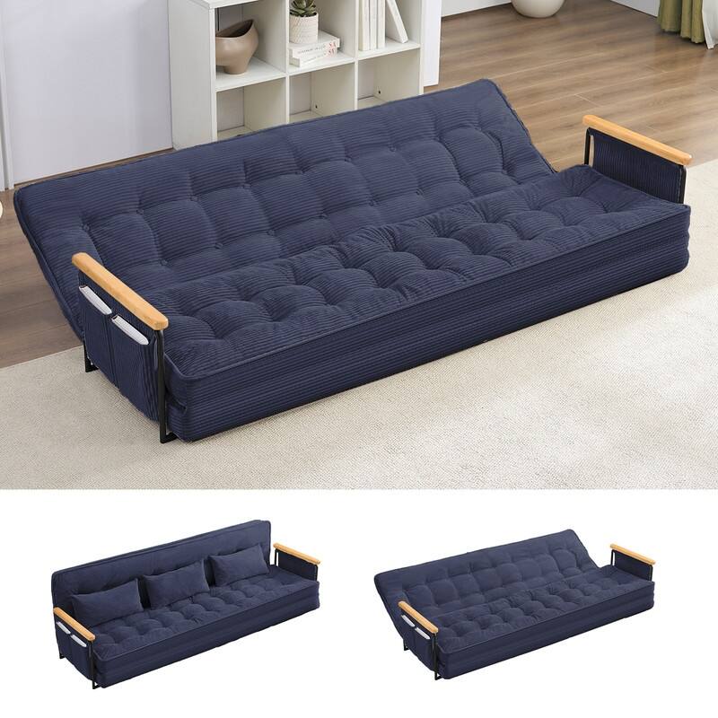 Mixoy Muti-Functional Folding Floor Sofa Bed,3-Seater,2-Seater,1-Seater Lazy Futon Sofa with 6 Position Adjustable Backrest - 86.6''*28''*26.4'' - BLUE