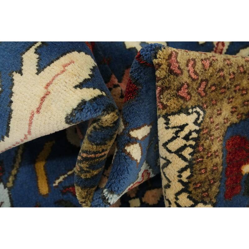 Hand Knotted Oriental 100% Wool Carpet Traditional All-Over Navy Blue & Blues Ziegler Area Rug - 19' 9'' X 9' 11''