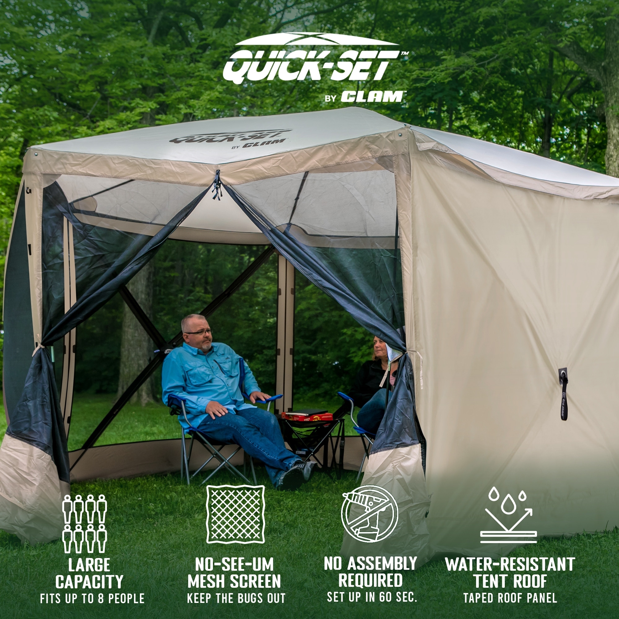 CLAM Quick Set Escape Portable Canopy Shelter and 6 Pack of Wind