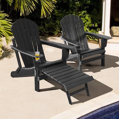 Gymax 2PCS Folding Adirondack Chair HDPE Patio Lounge Chair w/