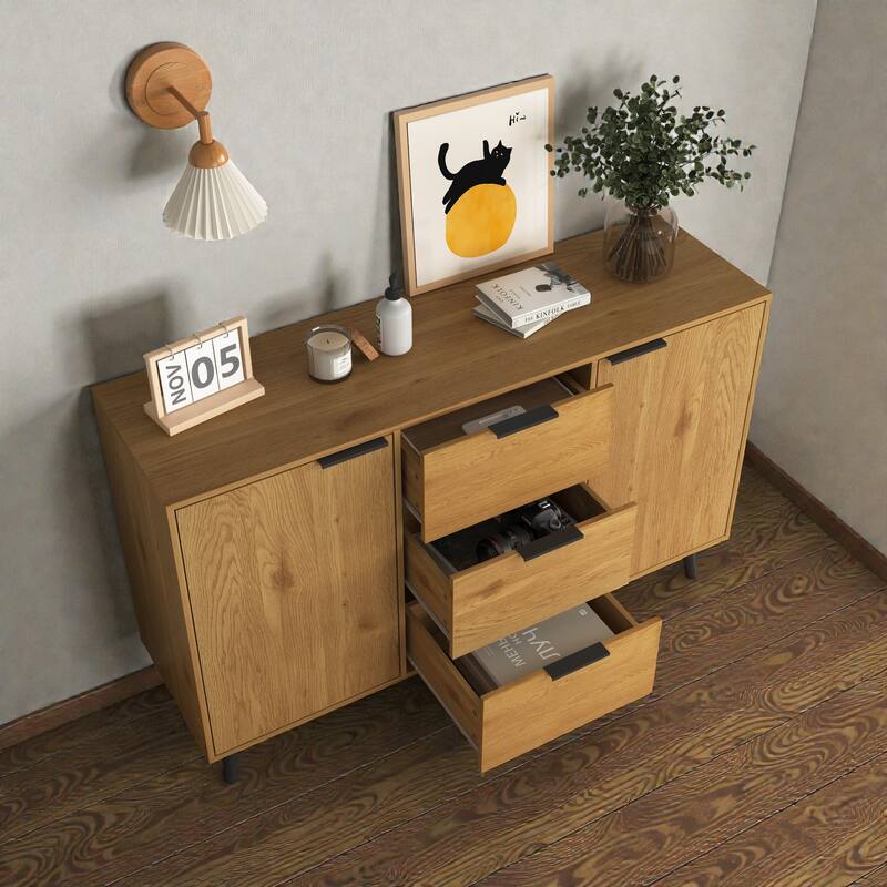 47.2" Kitchen Buffet Sideboard Cabinet with Storage, Coffee Bar Cabinet with 3 Drawers and 2 Doors for Dining Room