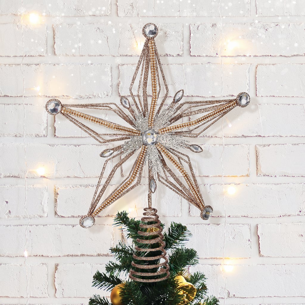 12.5" Wire Glitter Jewel Star Tree Topper"