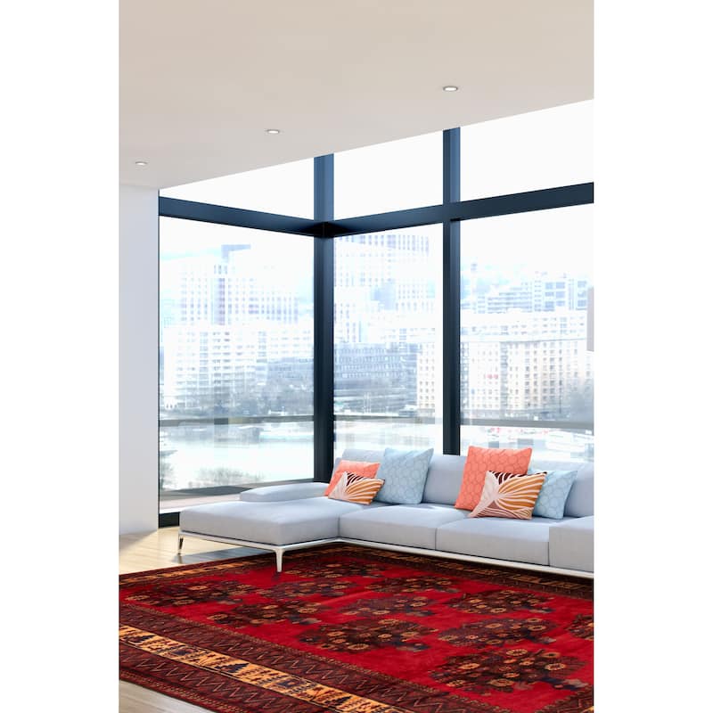 ECARPETGALLERY Hand-knotted Teimani Red Wool Rug - 6'10 x 9'3