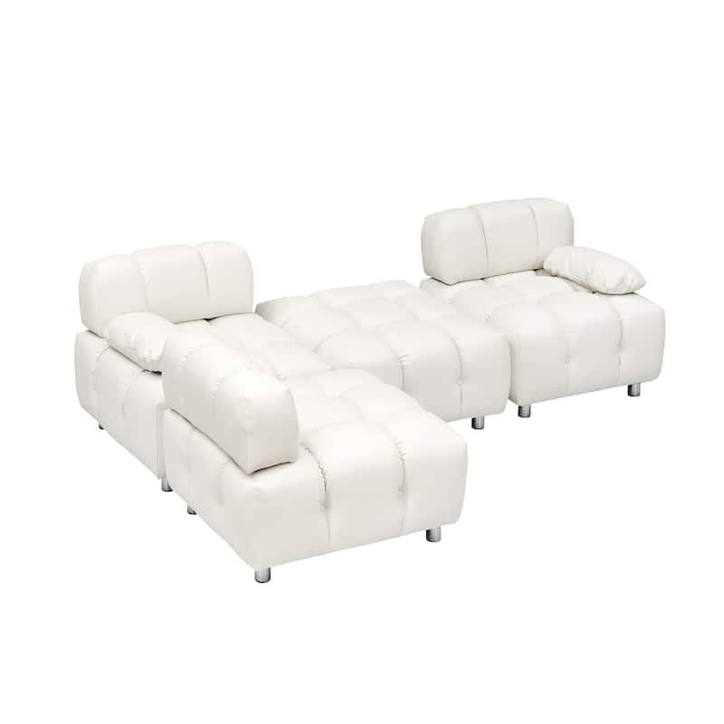 90.60" Tech Fabric L-Shaped Three-Seater Cushioned Sofa (New)