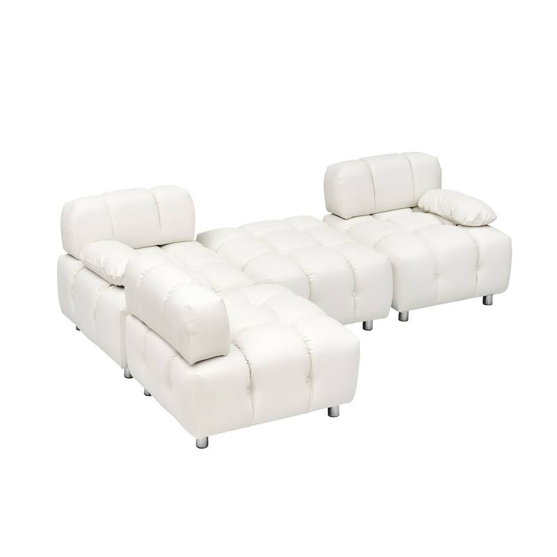 A 90.60-inch technology cloth white sofa, waterproof, stain and cat scratch resistant
