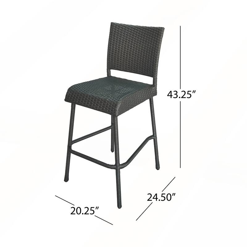 29IN Outdoors PE Rattan Armless Barstools Set of 2