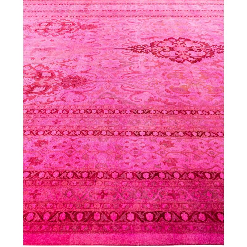 Overdyed One-of-a-Kind Hand-Knotted Area Rug - Pink - 12' 4" x 14' 2"