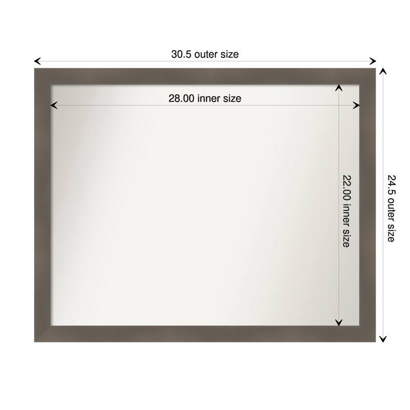 Edwin Non-Beveled Wood Framed Wall Mirror - Edwin Clay Grey - Glass Size 28x22
