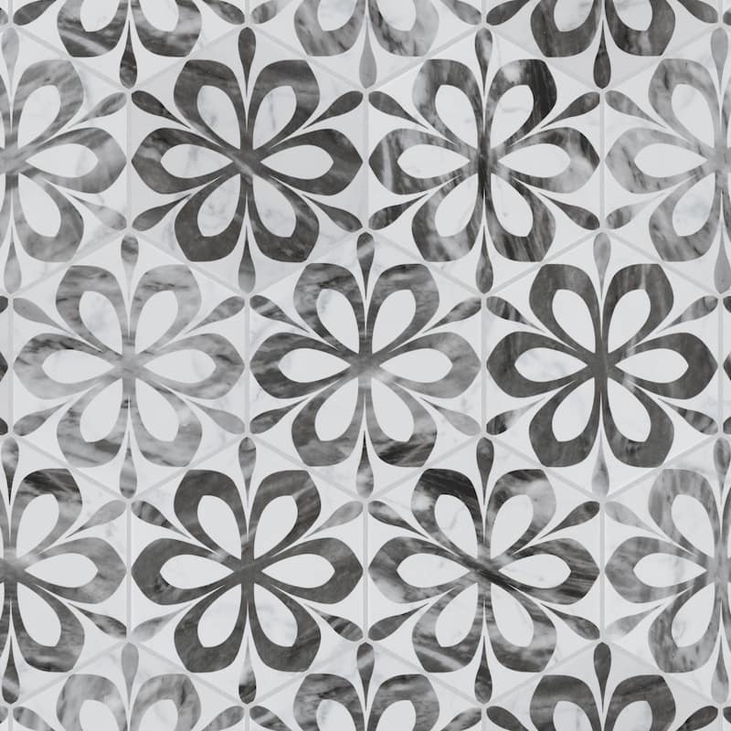 Merola Tile Classico Bardiglio Hex Daisy 7" x 8" Porcelain Floor and Wall Tile