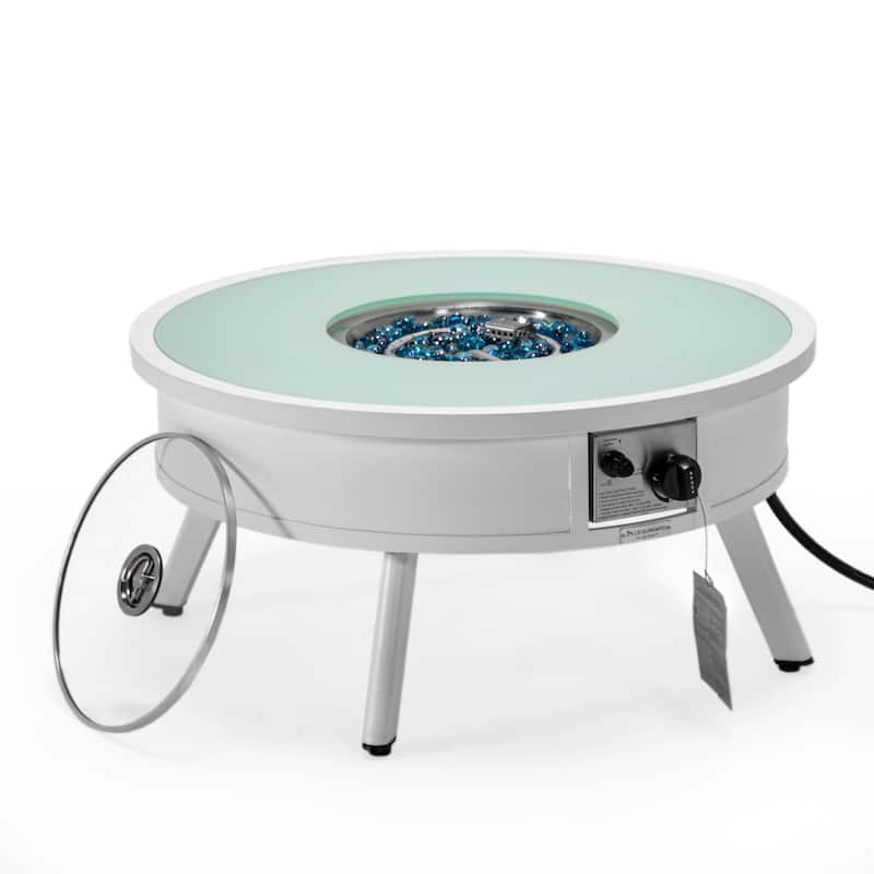Leisuremod Walbrooke Modern Outdoor Patio Round Fire Pit Table for Porch Backyard Deck - 29