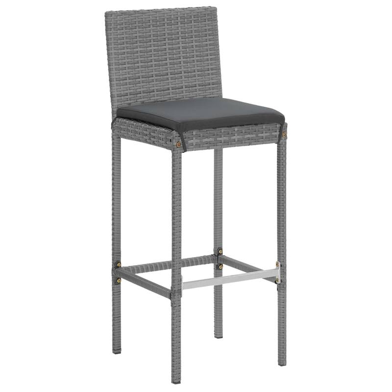 vidaXL 5 Piece Patio Bar Set with Cushions Black Poly Rattan - 15.7" x 17.3" x 42.5"