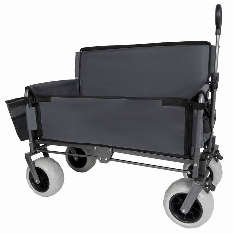 3-in-1 Folding Wagon with Bench Seat-Includes 1 ice pack, 500lbs Capacity, 9"x4" Beach Tires for Camping & Beach