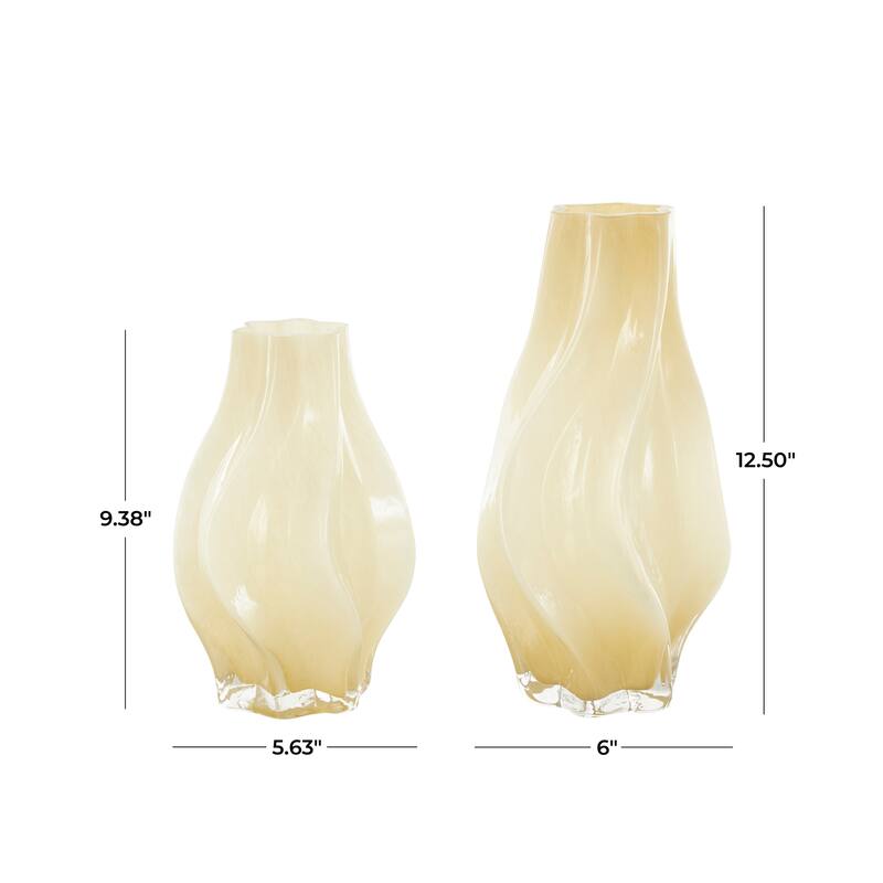 Blue or Yellow Glass Wavy Ombre Vase (Set of 2)