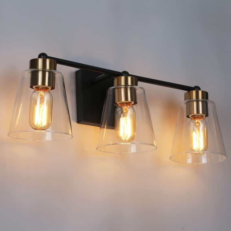 Airielle Black Gold 3Lights Bathroom Vanity Lights Modern Farmhouse