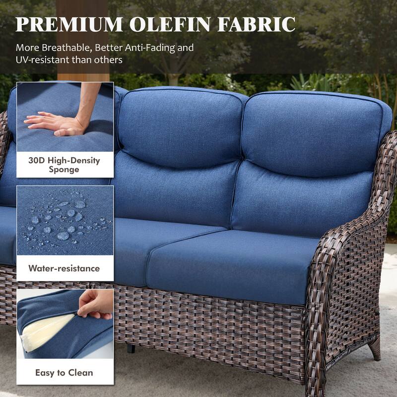 Meyreso 4-Piece Wicker Outdoor Patio Conversation Set with 5-Inch Thick Olefin Cushions