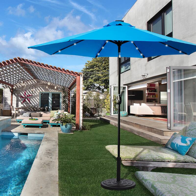 Maypex 9-foot Solar Led Lighted Patio Umbrella with Crank and Tilt