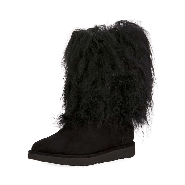 ugg mongolian fur boots black