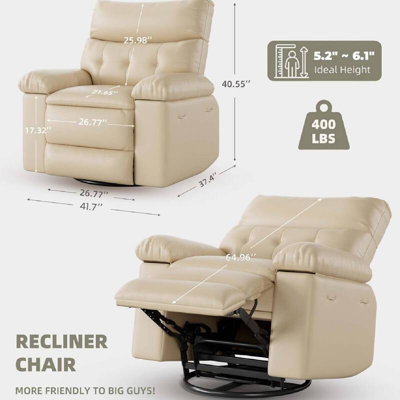 Oversized Rocker Swivel Recliner Chair, Lazy Sofa Chair for Living Room, Outdoor