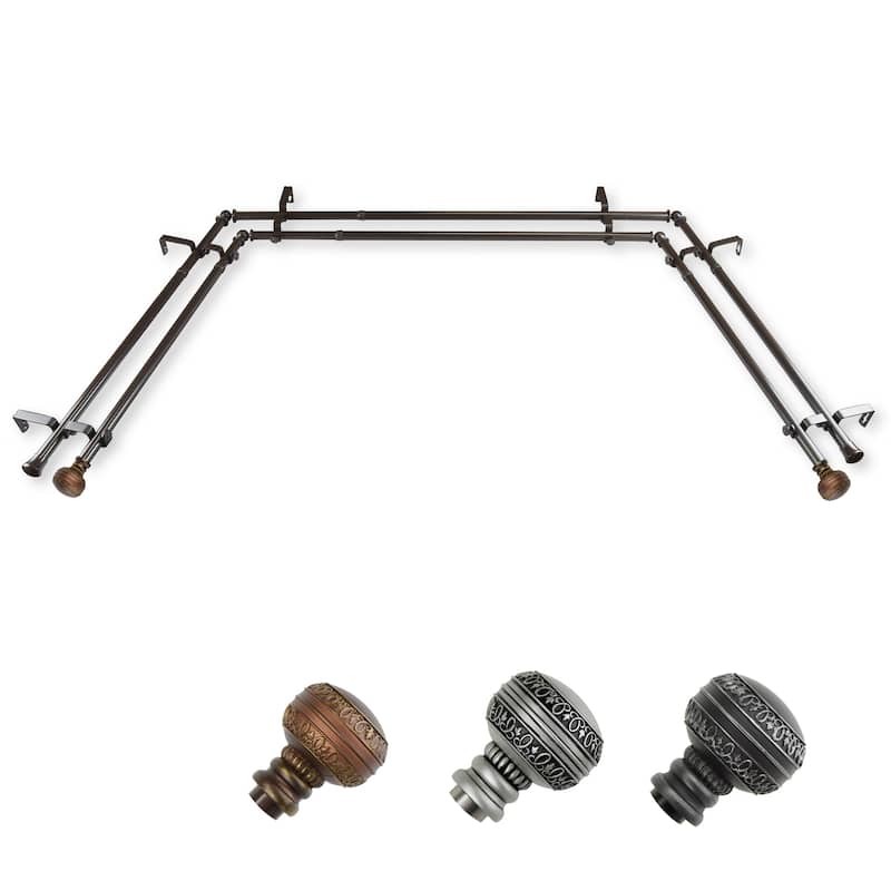 Adjustable Curtain Rods & Hardware Set - Telescoping Design for Windows, Satin Nickel Finish - M