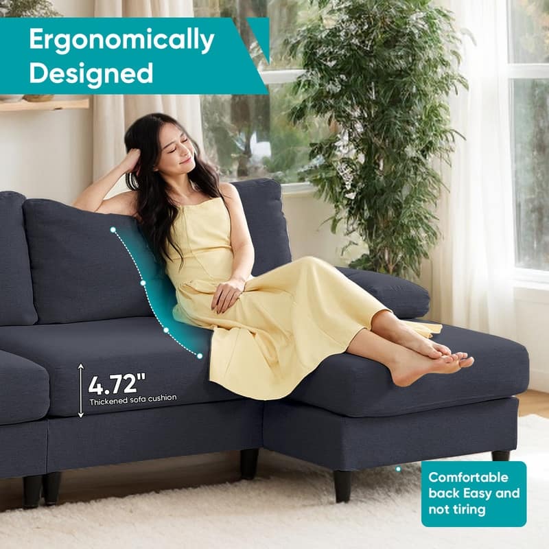 Mixoy 114inch U-Shaped Sectional Sofa,Living Room Modern Couch with Chaise,5-Seat Modular Sofa