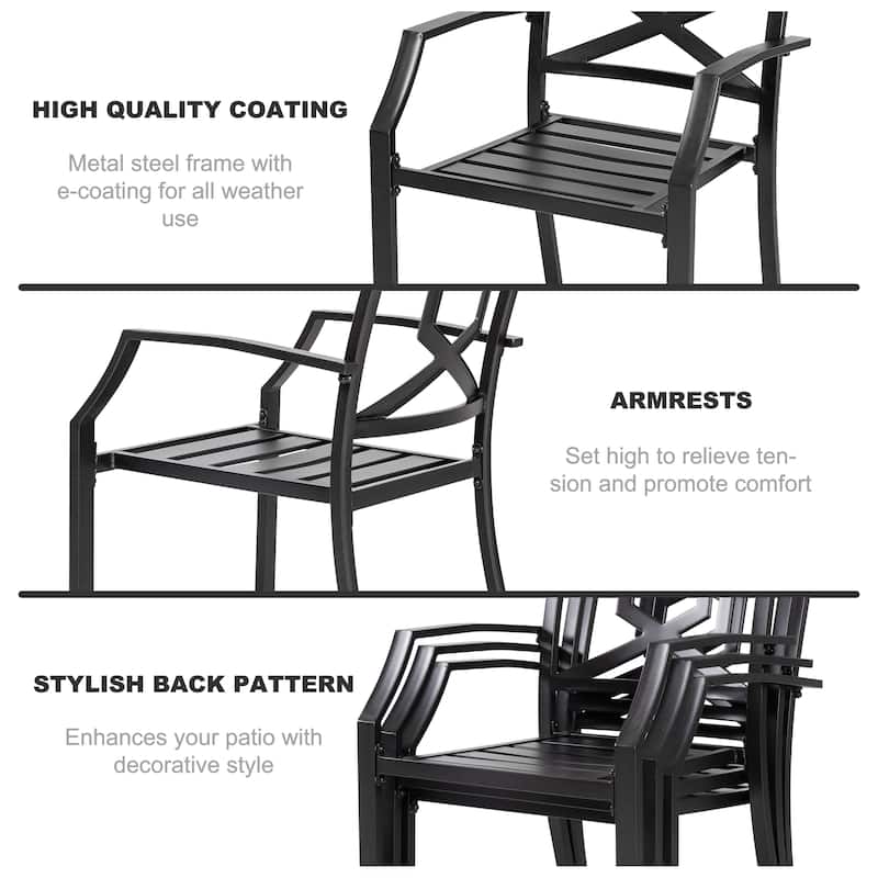 Nuu Garden Iron Stackable Outdoor Patio Chairs with Powder-coated Finish (2-Pack)
