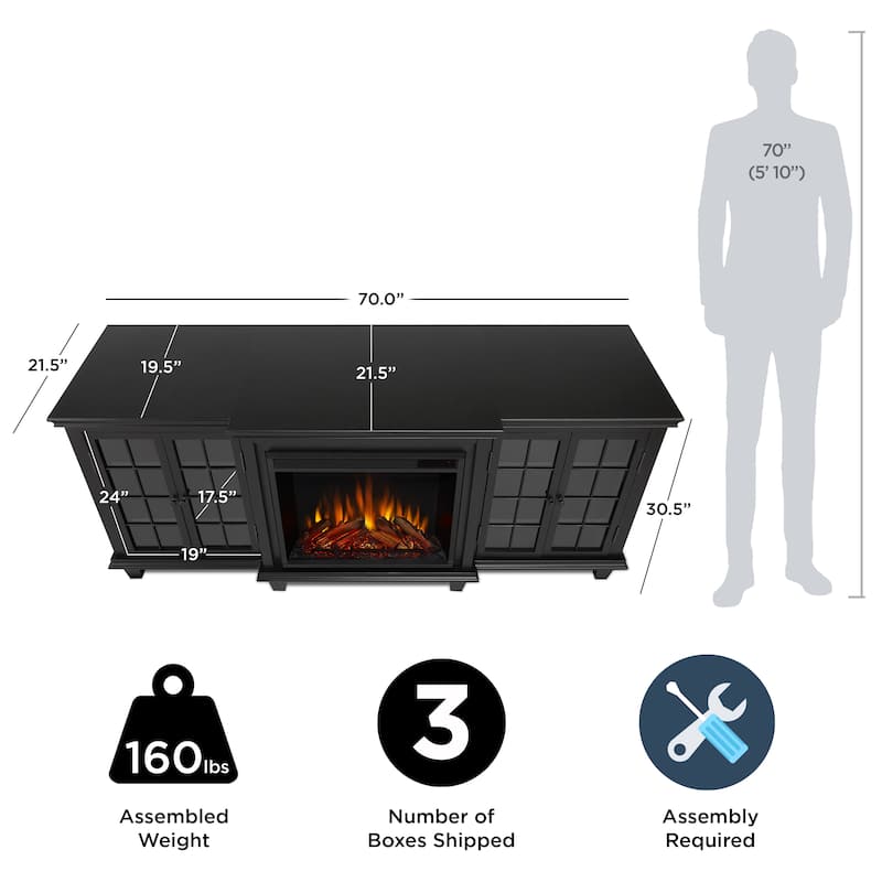 Marlowe 70" TV Stand Electric Fireplace by Real Flame