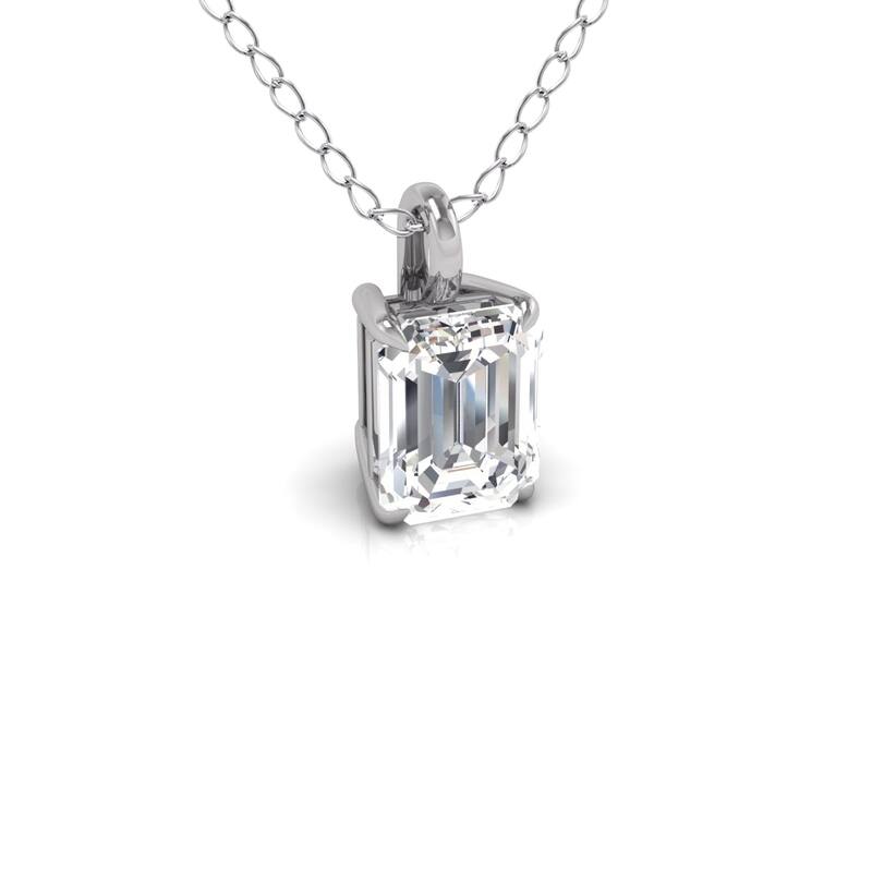 Marquee Lab Grown 1/2 Carat Emerald Solitaire Diamond Pendant in 14K White Gold