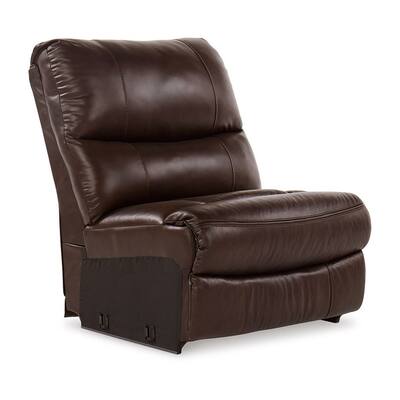 Giano Modular Armless Accent Chair, Dark Brown Leather, Soft Cushioned