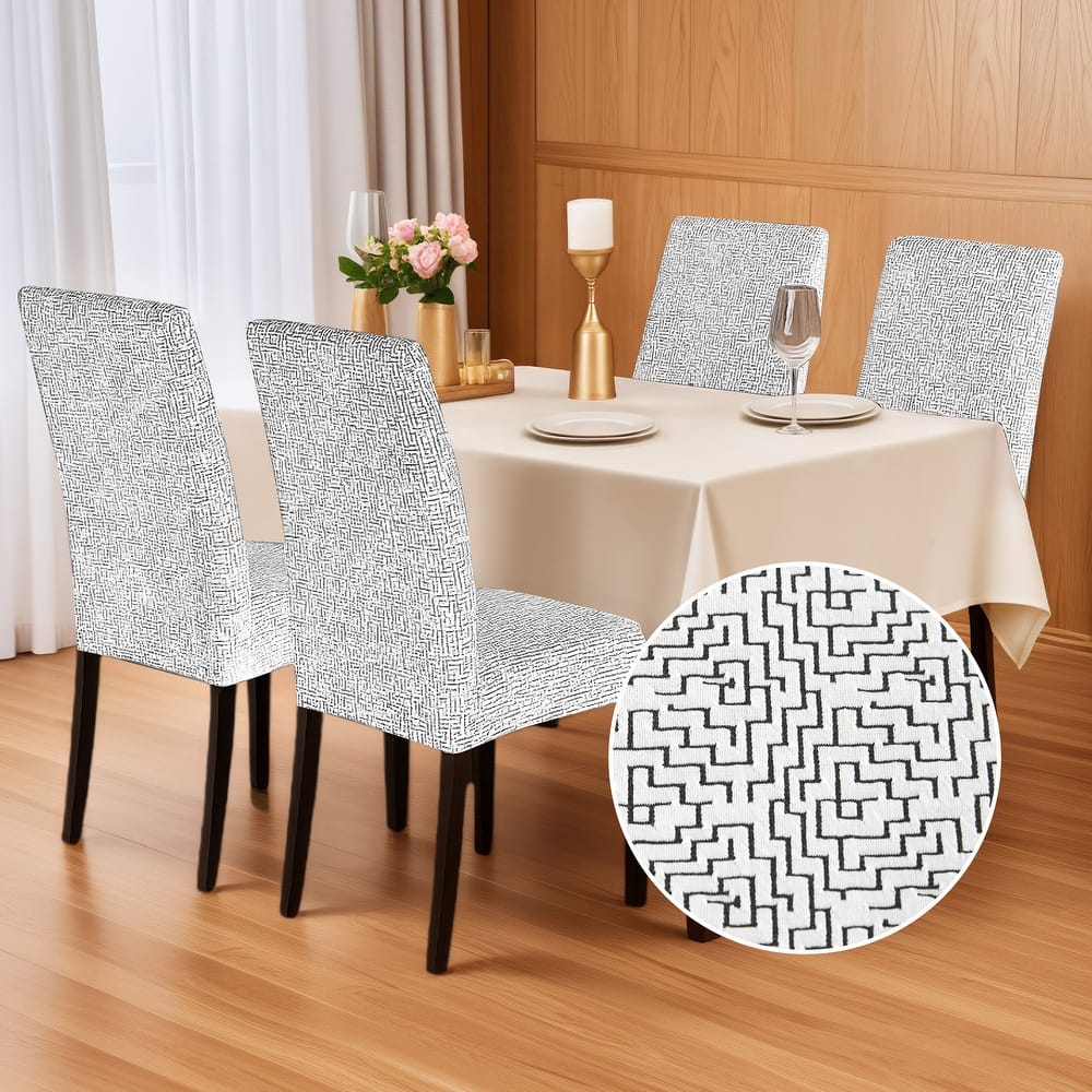 Stretch Jacquard Spandex Chair Covers 4 Pieces - 18x18x24 Inch